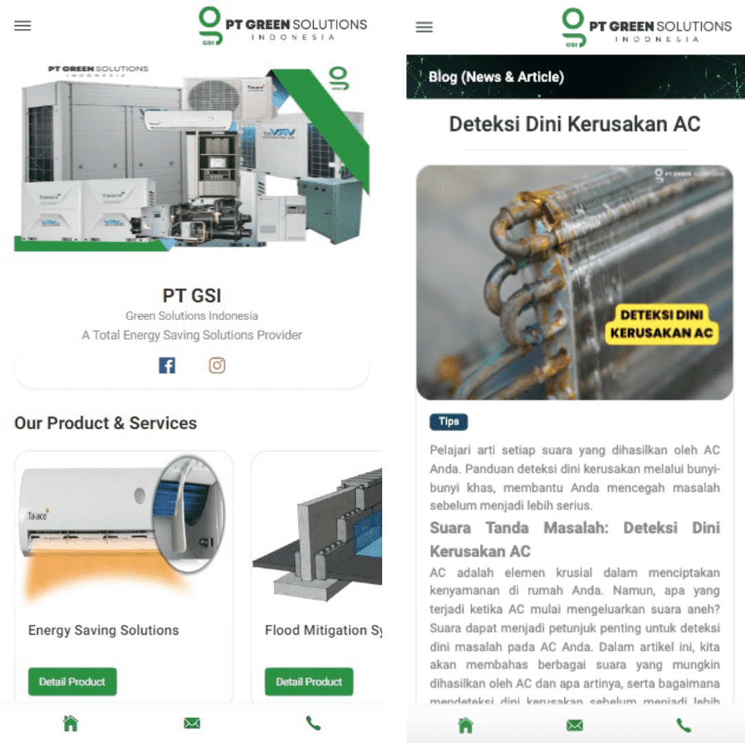 Project PT Grreen Solutions Indonesia Landing Page Mobile Website - Web Development by AV Labs Indonesia